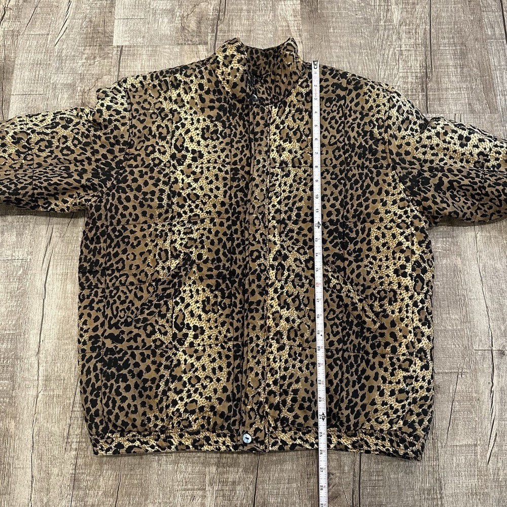 Glitzy Rags Vintage Leopard Print Puff Jacket Buttons Pockets USA Womens Size S - Picture 3 of 13